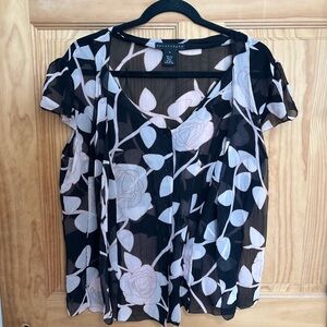 Apostrophe Black and Pink Floral Blouse